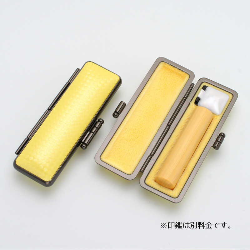 印鑑ケース ライトカーボン調デザインケース イエロー 13.5-15.0mm