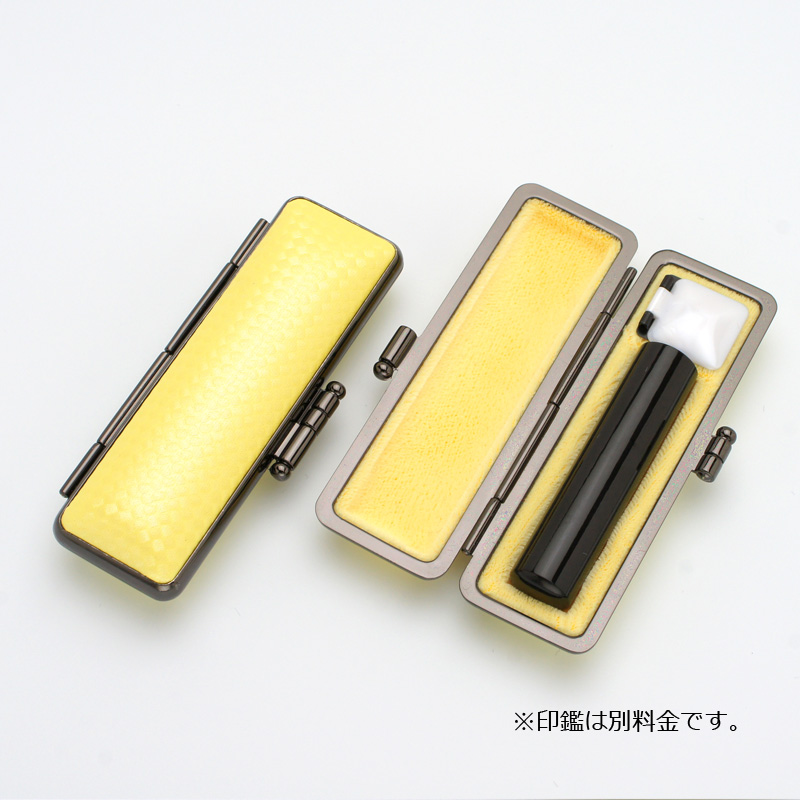 印鑑ケース ライトカーボン調デザインケース イエロー 13.5-15.0mm