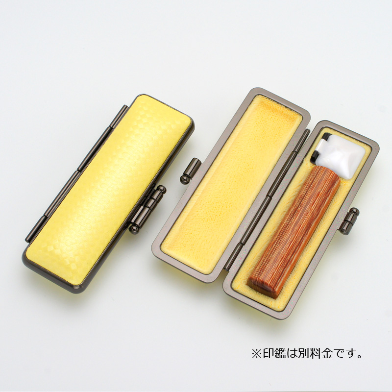 印鑑ケース ライトカーボン調デザインケース イエロー 13.5-15.0mm
