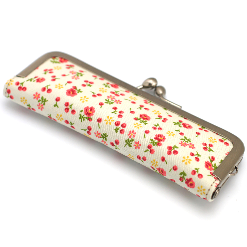 がま口印鑑ケース フラワーホワイト  10.5-18.0mm