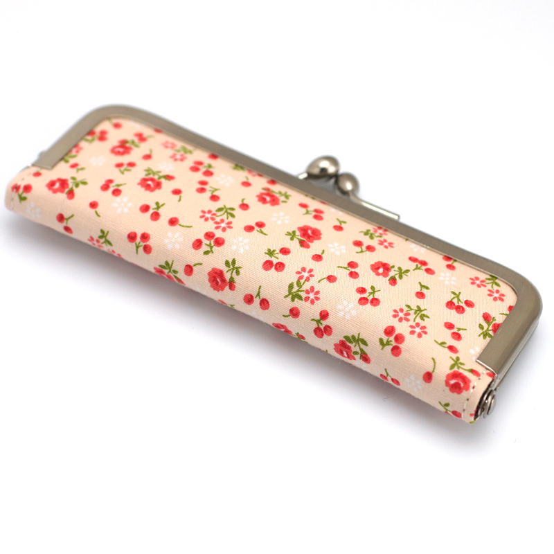 がま口印鑑ケース フラワーピンク 10.5-18.0mm