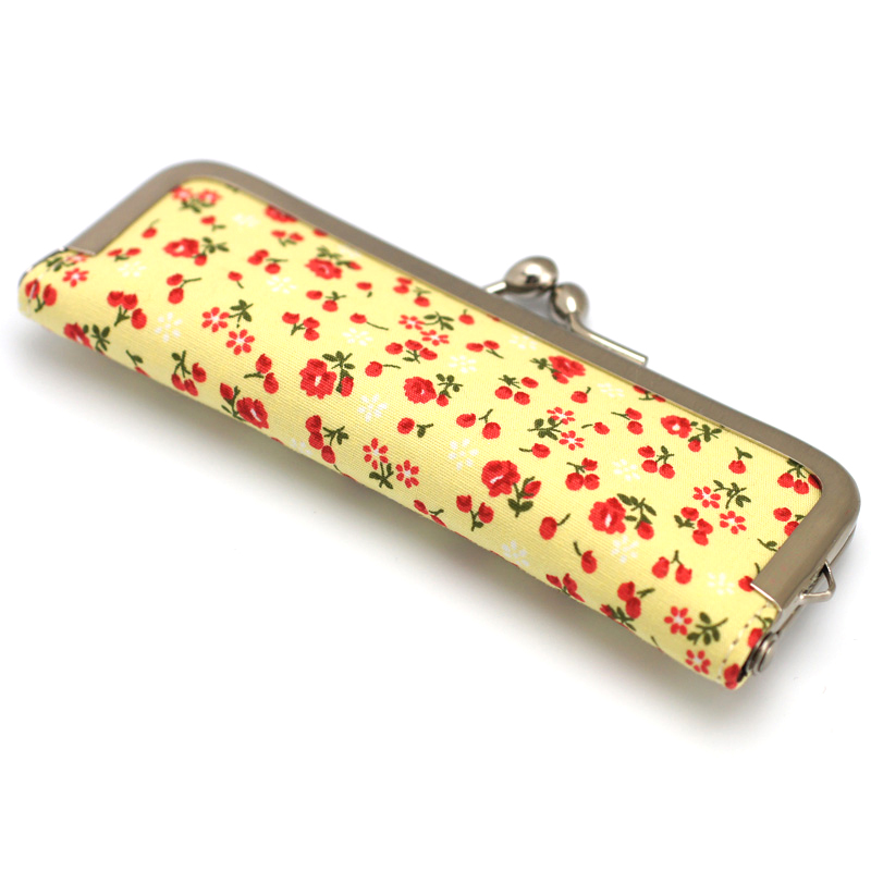 がま口印鑑ケース フラワーイエロー  10.5-18.0mm
