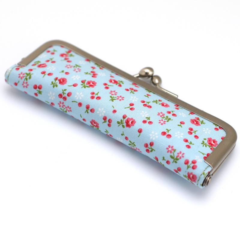 がま口印鑑ケース フラワーブルー  10.5-18.0mm