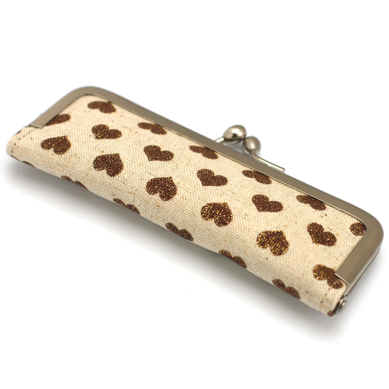 がま口印鑑ケース ハートブラウン  10.5-18.0mm