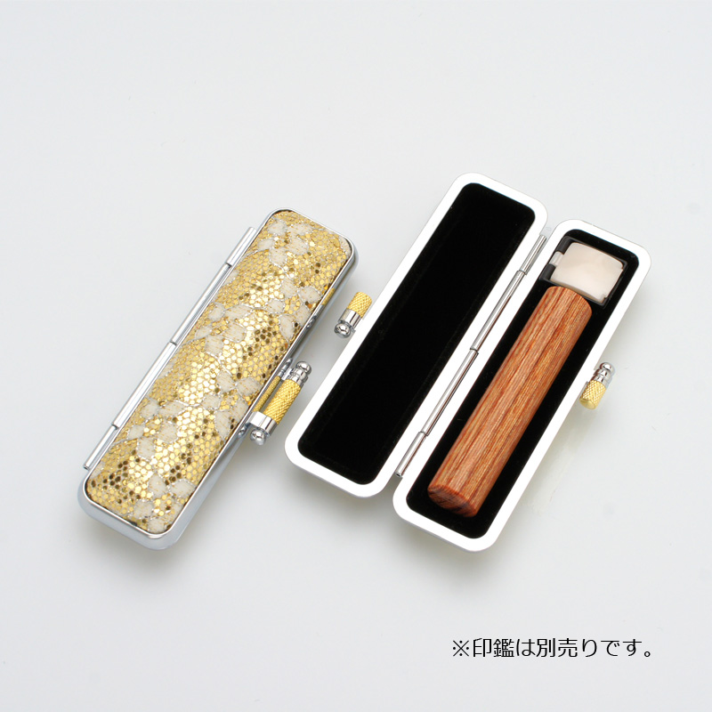 印鑑ケース きらめきラメケース/花柄 ゴールド 10.5-12.0mm