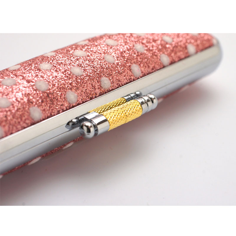 印鑑ケース きらめきラメケース/水玉 ピンク 10.5-12.0mm