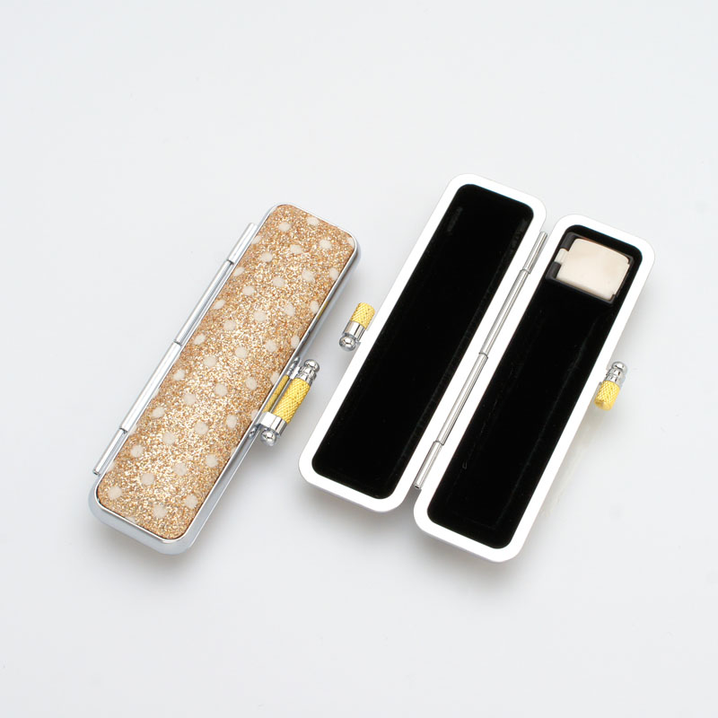 印鑑ケース きらめきラメケース/水玉 ゴールド 10.5-12.0mm