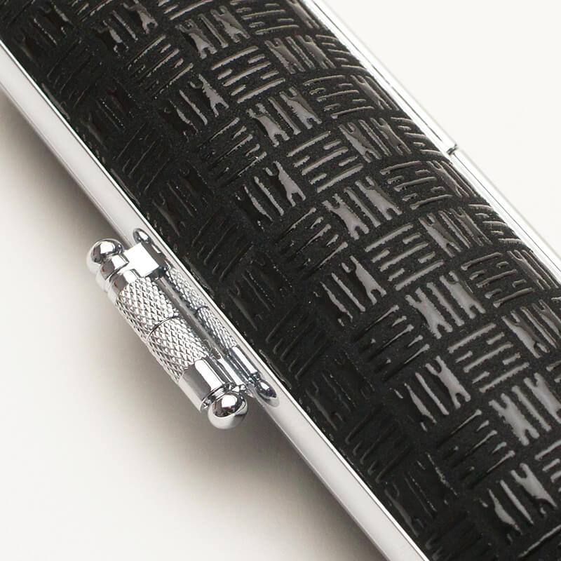 印鑑ケース 印伝 市松黒 16.5-18.0mm