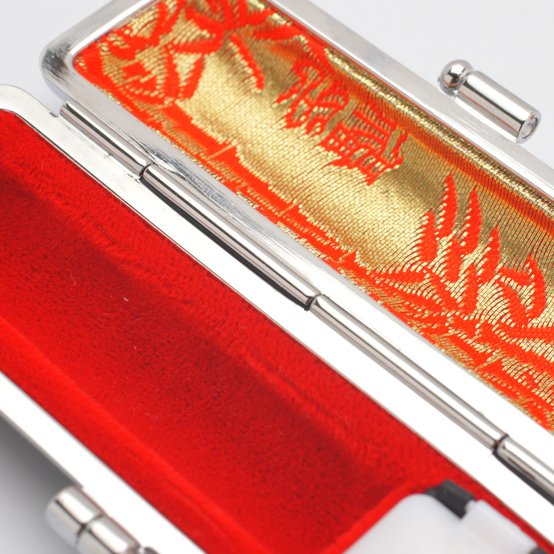 印鑑ケース モミ革銀枠 ブラック 10.5-12.0mm