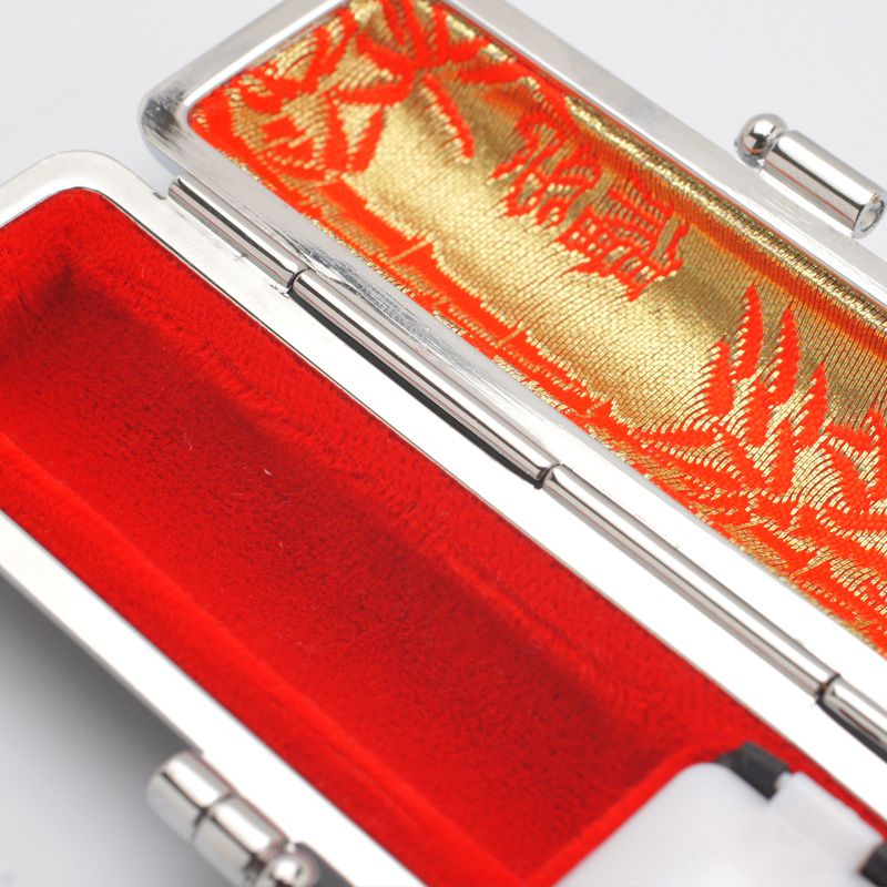 印鑑ケース モミ革銀枠 ブラック 16.5-18.0mm