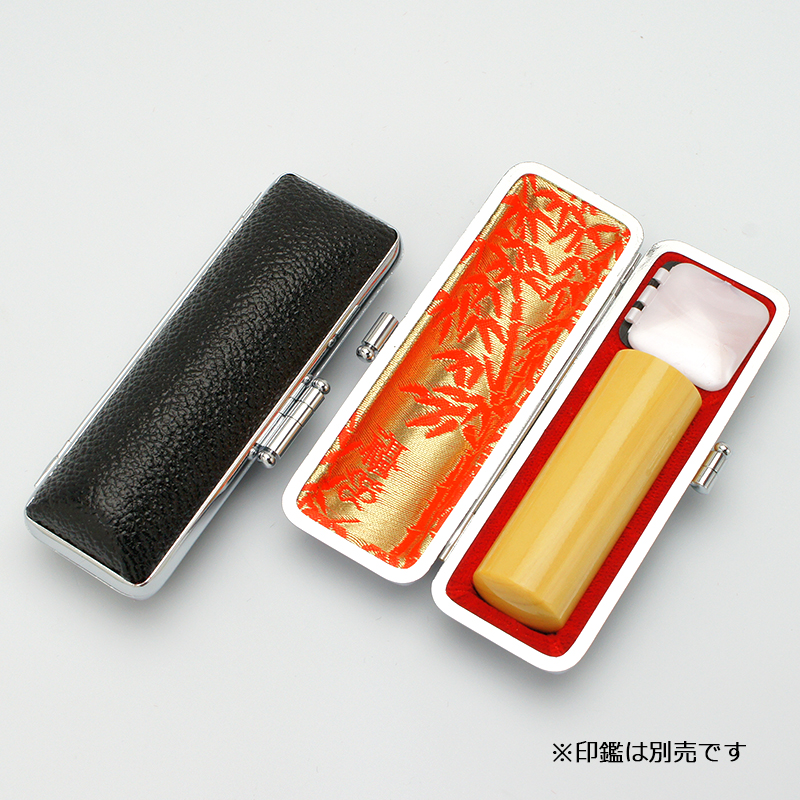 印鑑ケース モミ革銀枠（寸胴型 法人印用） ブラック 21.0mm