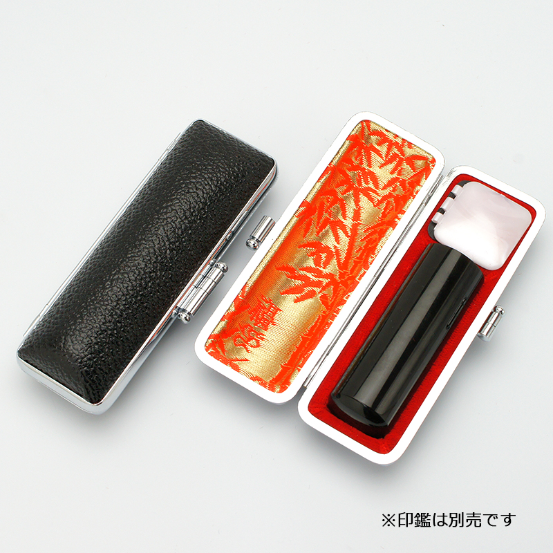 印鑑ケース モミ革銀枠（寸胴型 法人印用） ブラック 21.0mm