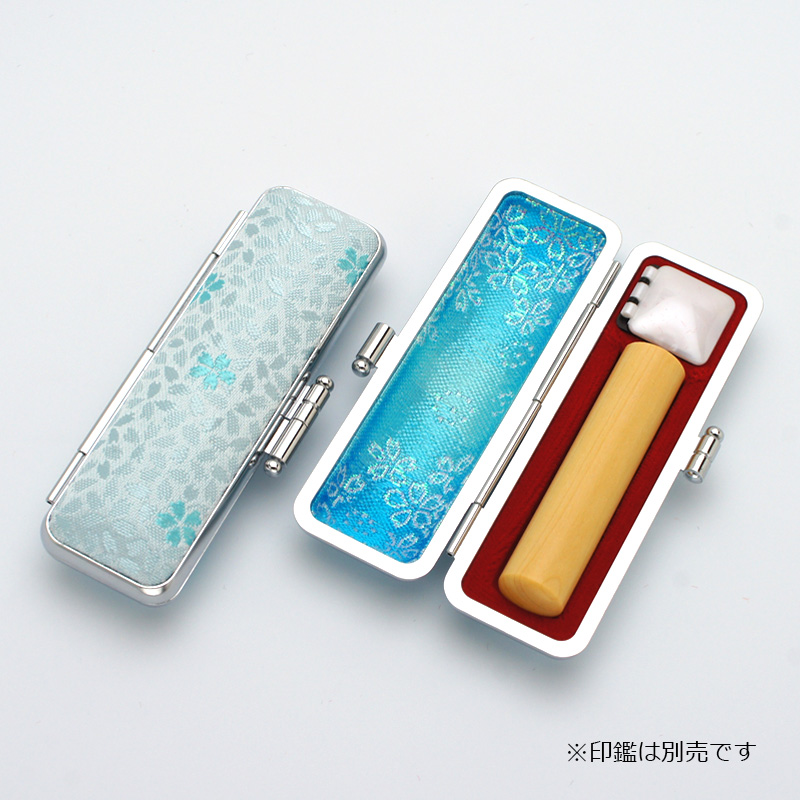 印鑑ケース 桜柄印鑑ケース ブルー 10.5-12.0mm