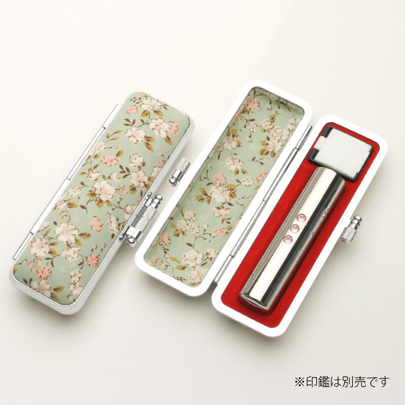 印鑑ケース サクラフラワー（緑） 13.5-15.0mm