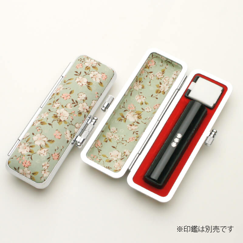 印鑑ケース サクラフラワー（緑） 13.5-15.0mm