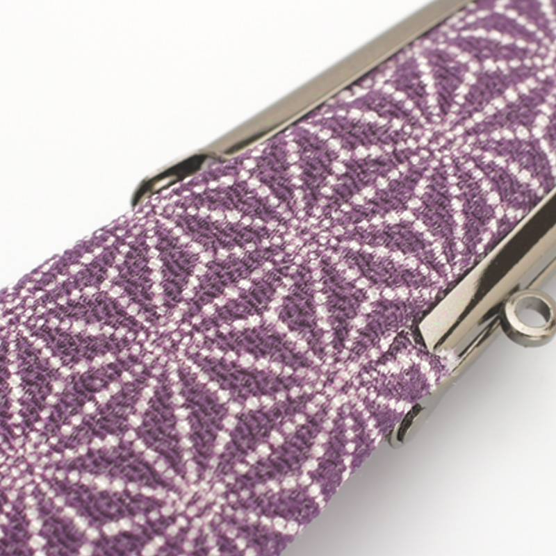 がま口印鑑ケース お財布タイプ 縦入れ用・麻の葉柄（紫） 10.5-16.5mm