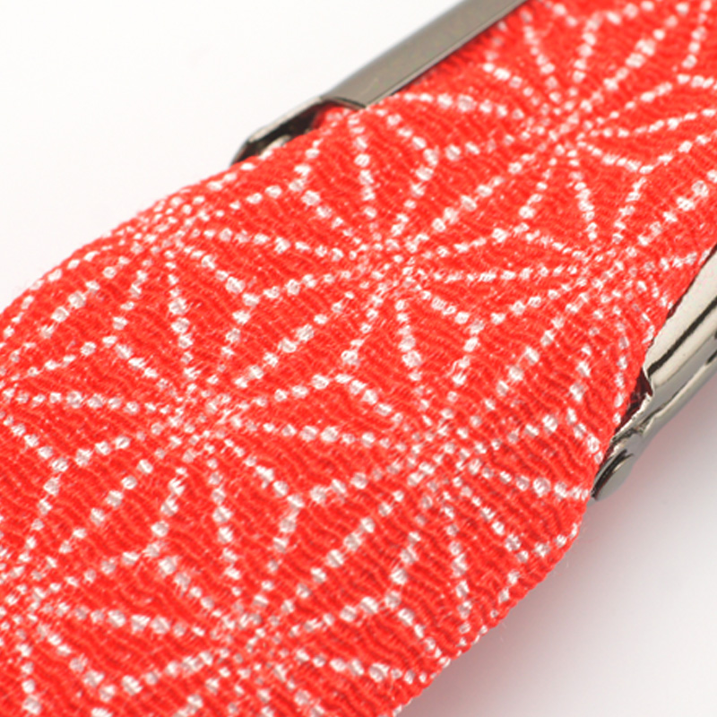 がま口印鑑ケース お財布タイプ 縦入れ用・麻の葉柄（赤） 10.5-16.5mm