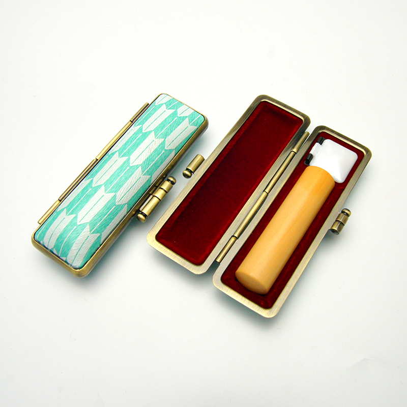 印鑑ケース ヴィンテージアート パステルグリーン 矢絣（やがすり） 13.5-15.0mm