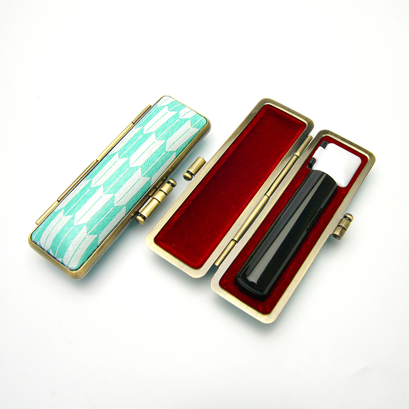 印鑑ケース ヴィンテージアート パステルグリーン 矢絣（やがすり） 13.5-15.0mm