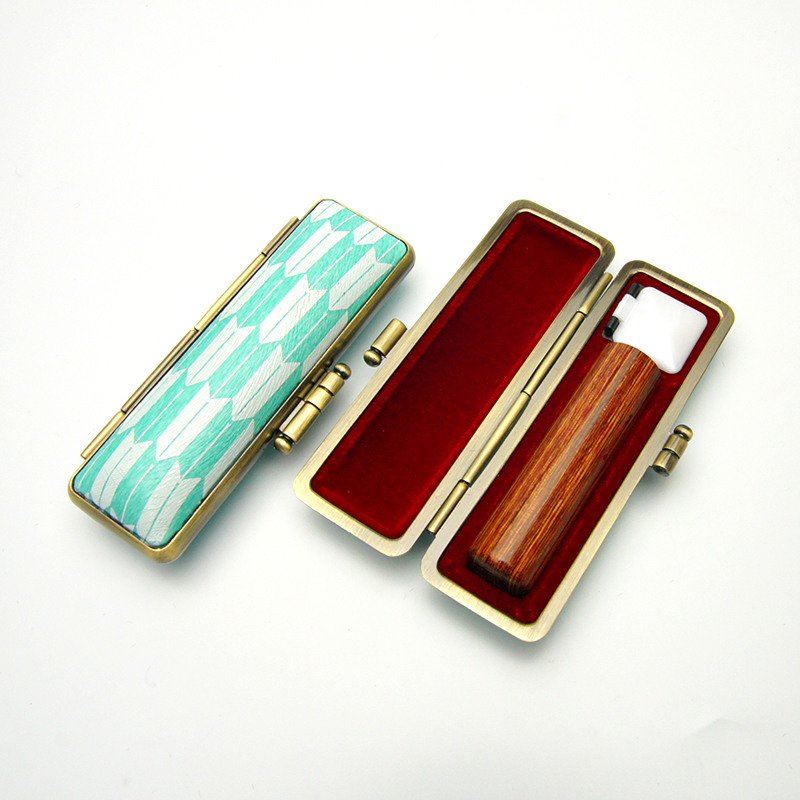 印鑑ケース ヴィンテージアート パステルグリーン 矢絣（やがすり） 13.5-15.0mm