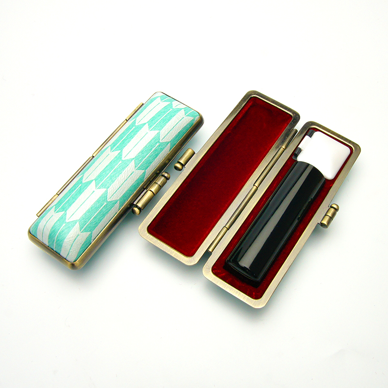 印鑑ケースヴィンテージアート パステルグリーン 矢絣（やがすり） 16.5-18.0mm