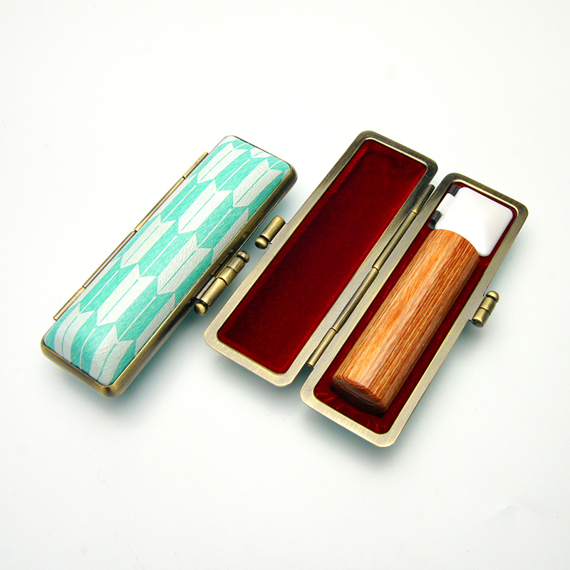 印鑑ケースヴィンテージアート パステルグリーン 矢絣（やがすり） 16.5-18.0mm