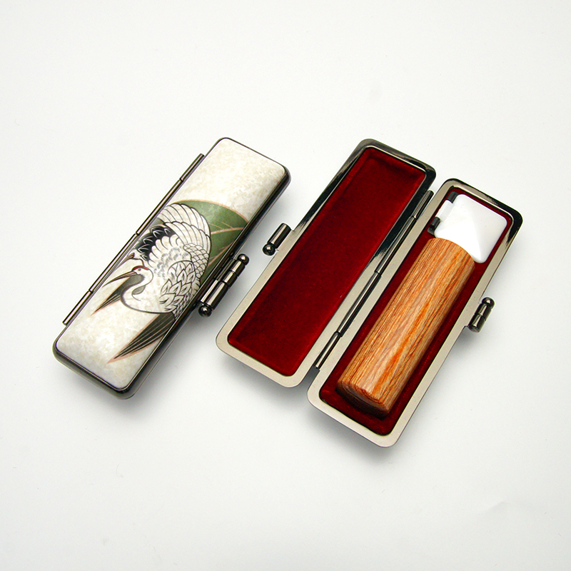 印鑑ケース ヴィンテージアート 白 鶴 16.5-18.0mm