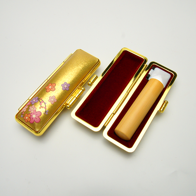 印鑑ケース ヴィンテージアート ゴールド 花柄 13.5-15.0mm