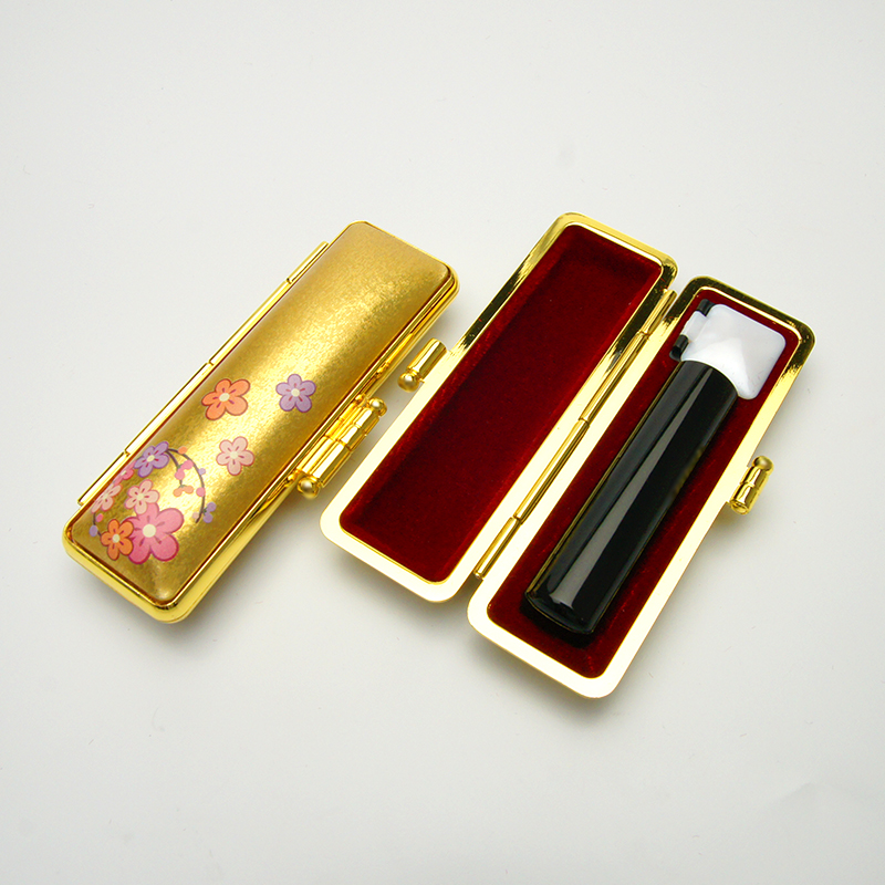 印鑑ケース ヴィンテージアート ゴールド 花柄 13.5-15.0mm