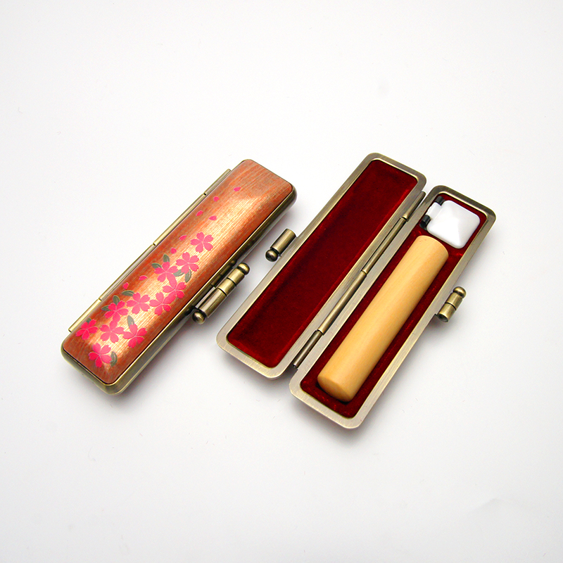 印鑑ケース ヴィンテージアート 茶 花柄 10.5-12.0mm