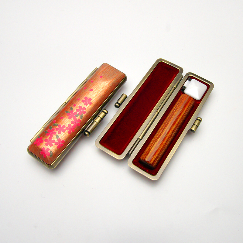 印鑑ケース ヴィンテージアート 茶 花柄 10.5-12.0mm