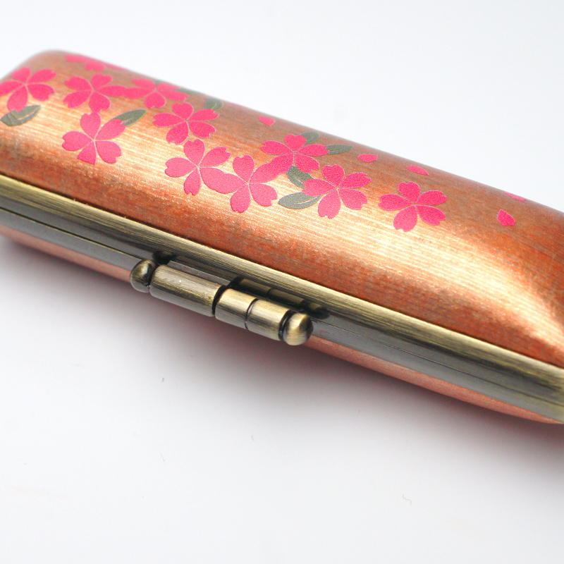 印鑑ケース ヴィンテージアート 茶 花柄 10.5-12.0mm