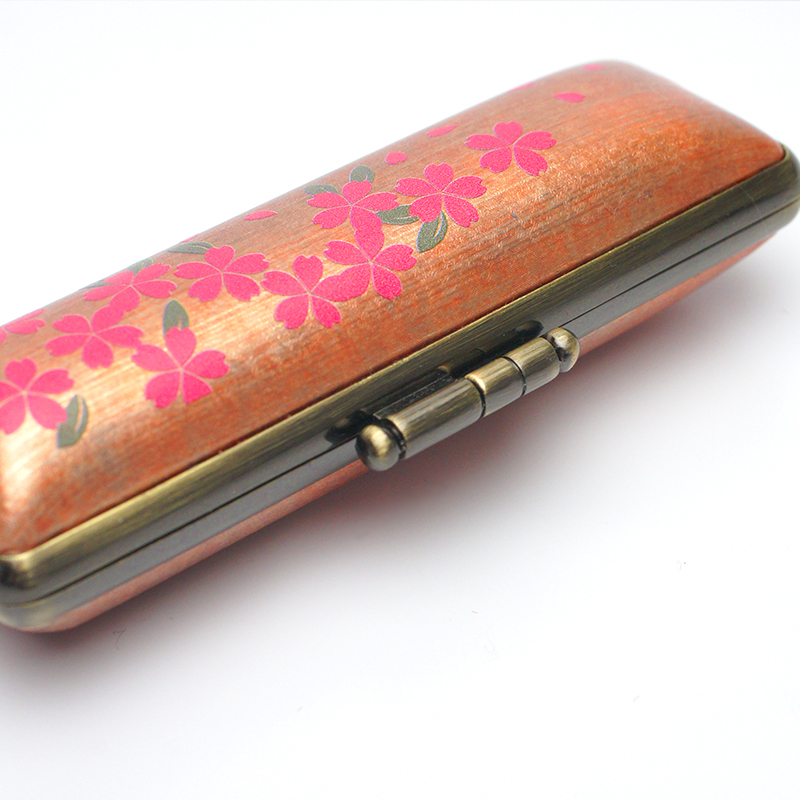 印鑑ケース ヴィンテージアート 茶 花柄 13.5-15.0mm