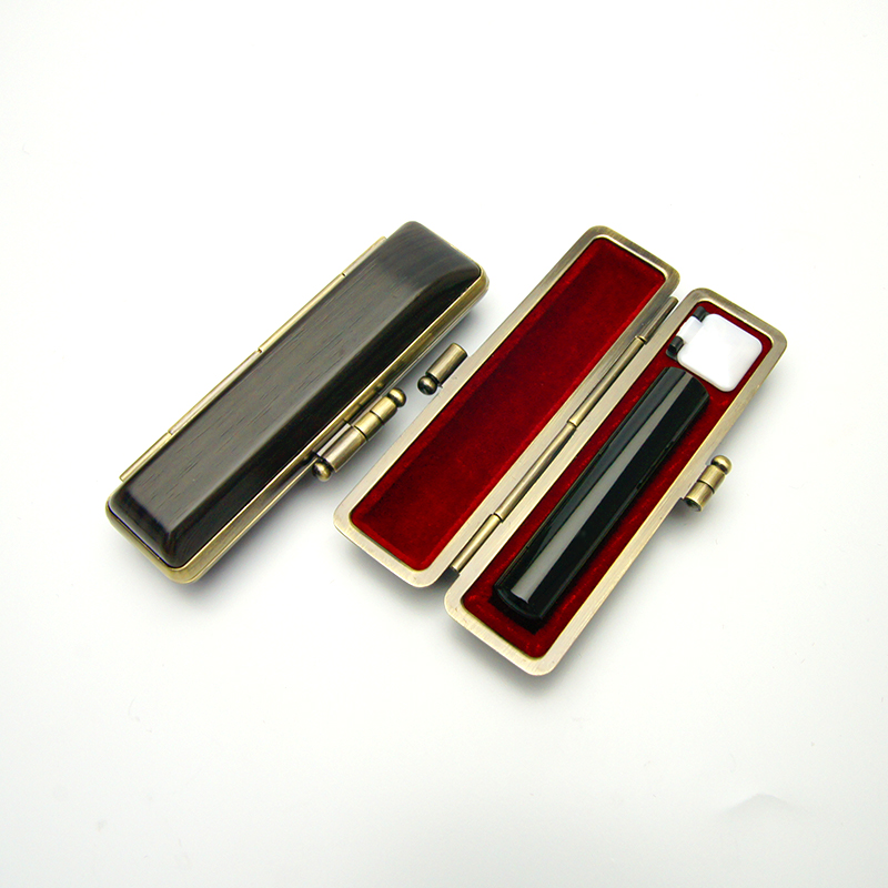 印鑑ケース ヴィンテージケース ボックス 黒 木目 10.5-12.0mm