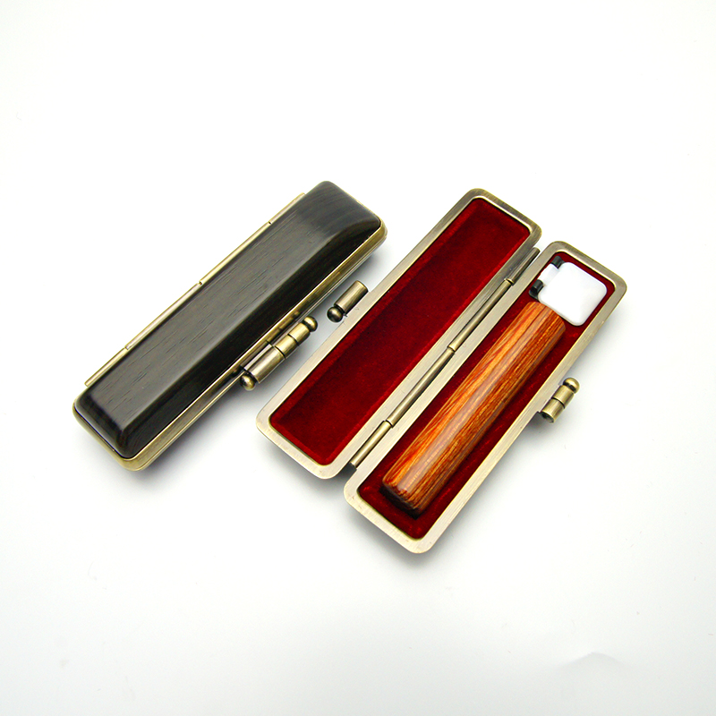 印鑑ケース ヴィンテージケース ボックス 黒 木目 10.5-12.0mm