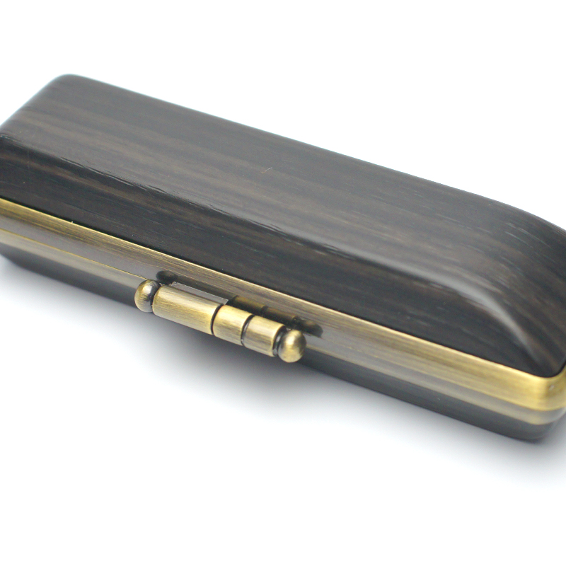 印鑑ケース ヴィンテージケース ボックス 黒 木目 16.5-18.0mm