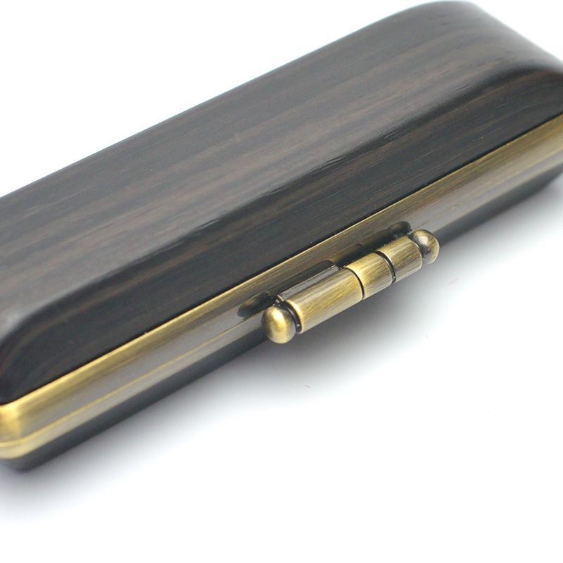 印鑑ケース ヴィンテージケース ボックス 黒 木目 16.5-18.0mm