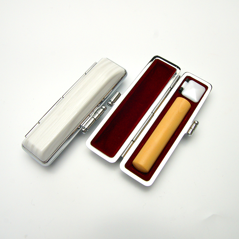 印鑑ケース ヴィンテージケース ボックス 白 木目 10.5-12.0mm