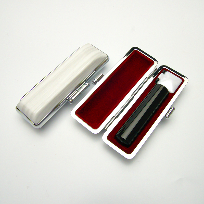 印鑑ケース ヴィンテージケース ボックス 白 木目 13.5-15.0mm