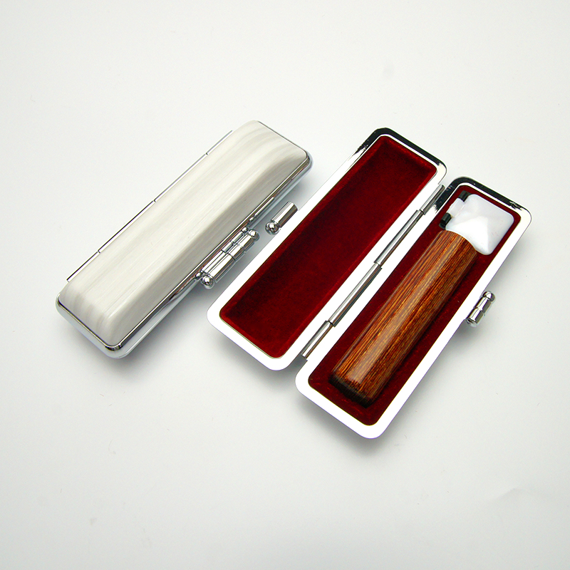 印鑑ケース ヴィンテージケース ボックス 白 木目 13.5-15.0mm