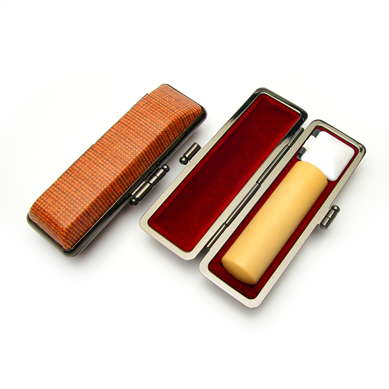 印鑑ケース ヴィンテージケース ボックス 茶色 チェック柄 16.5-18.0mm