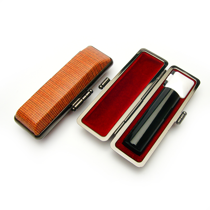 印鑑ケース ヴィンテージケース ボックス 茶色 チェック柄 16.5-18.0mm