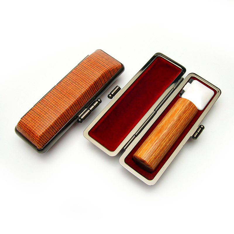 印鑑ケース ヴィンテージケース ボックス 茶色 チェック柄 16.5-18.0mm