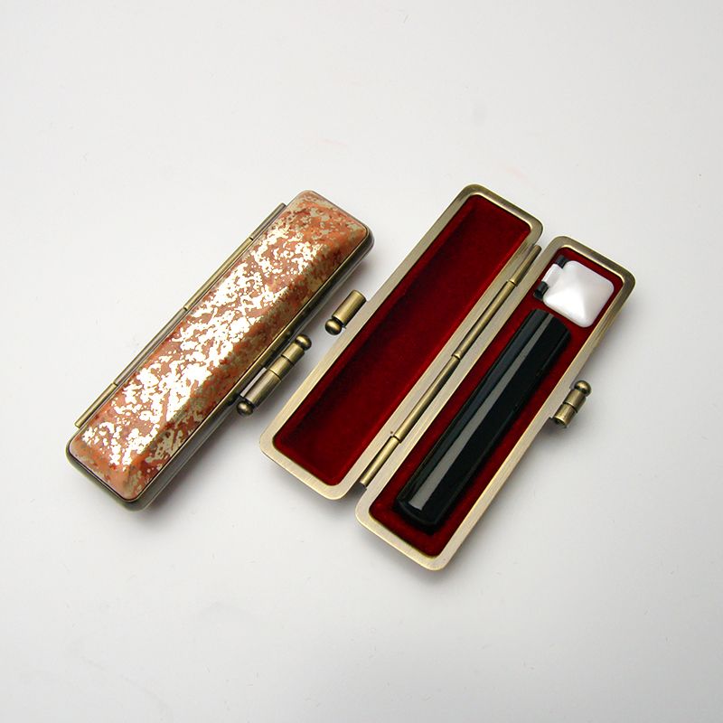 印鑑ケース ヴィンテージケース ボックス 茶色 錆模様 10.5-12.0mm