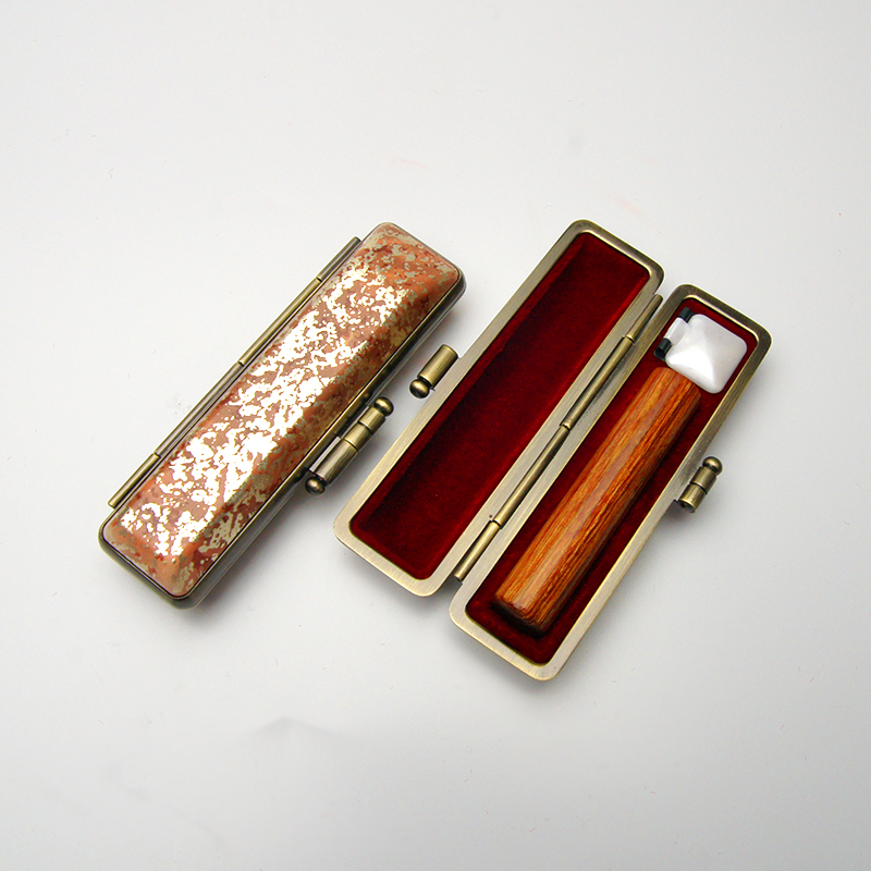 印鑑ケース ヴィンテージケース ボックス 茶色 錆模様 10.5-12.0mm