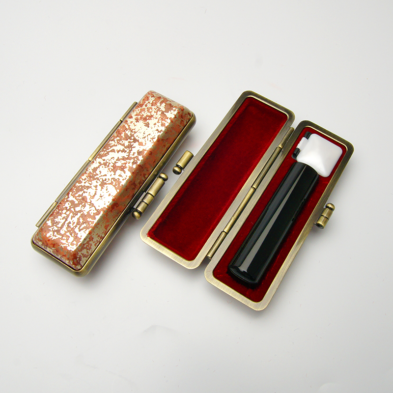 印鑑ケース ヴィンテージケース ボックス 茶色 錆模様 13.5-15.0mm